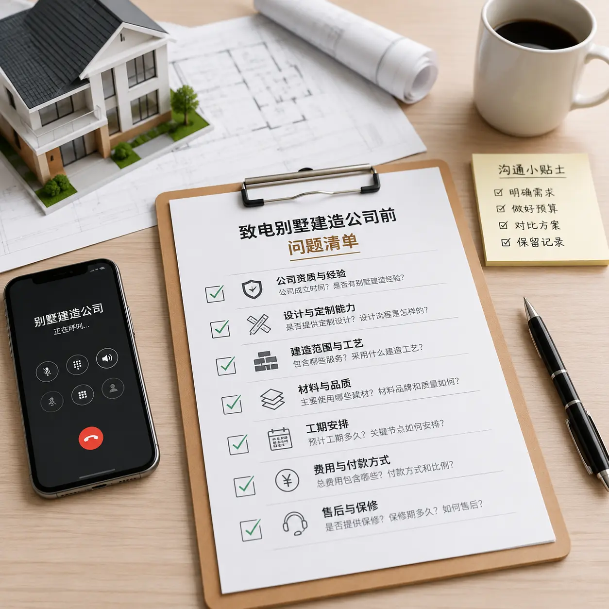 在玉屏拨打别墅建造公司电话前的准备工作